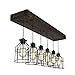 West Ninth Vintage Fayette Wood Pendant Chandelier Light | Indoor Home Ceiling Fixture W/ Caged lights