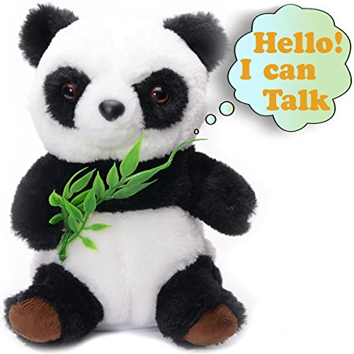 Talking Panda Cute Fluffy Mimicry Toy Repeats What You Say Electronic Pet for Kids/Toddlers/Teens Interactive Toy Educational Gift for Birthday Party/Christmas Plush Animated Animal Talking Hamster