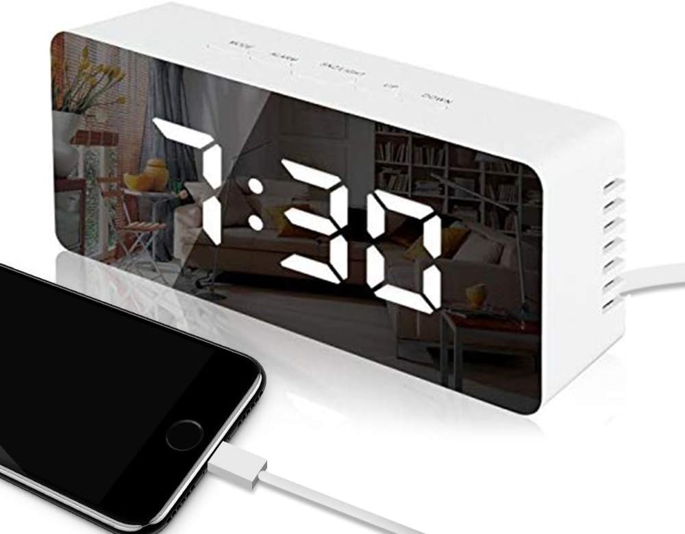 Trongle Digital Mirror Alarm Clocks, LED Digital Clock with Temperature