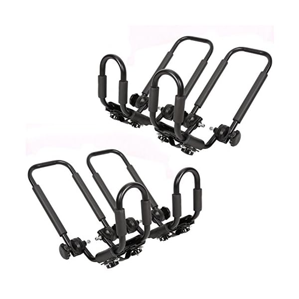 2-Pairs-Folding-Kayak-Carrier-Boat-Canoe-Rack-Snowboard-J-Bar-Roof-Top-Mounted