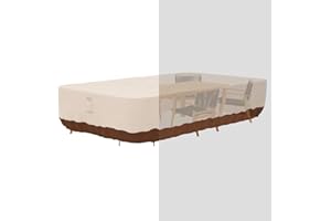 Tuyeho Patio Furniture Set Cover 124 x 84 x 28 inch, Heavy Duty Oxford Fabric Outdoor Dining Set Cover, Waterproof & Weather Resistant, for Your Outdoor Rectangular Table and Chairs (Beige & Brown)