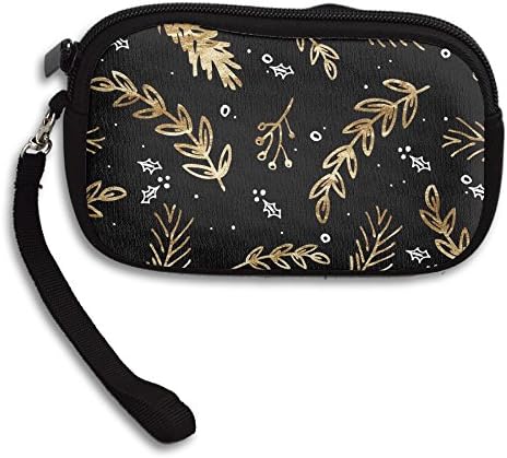 Winter Golden Leaf Printing Coins Change Purse Clutch Zipper Zero Wallet Phone Key Bags