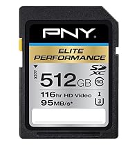 PNY Elite Performance 512GB SDXC Class 10 UHS-I, U3 Up to 95MB/sec (P-SDX512U3H-GE)