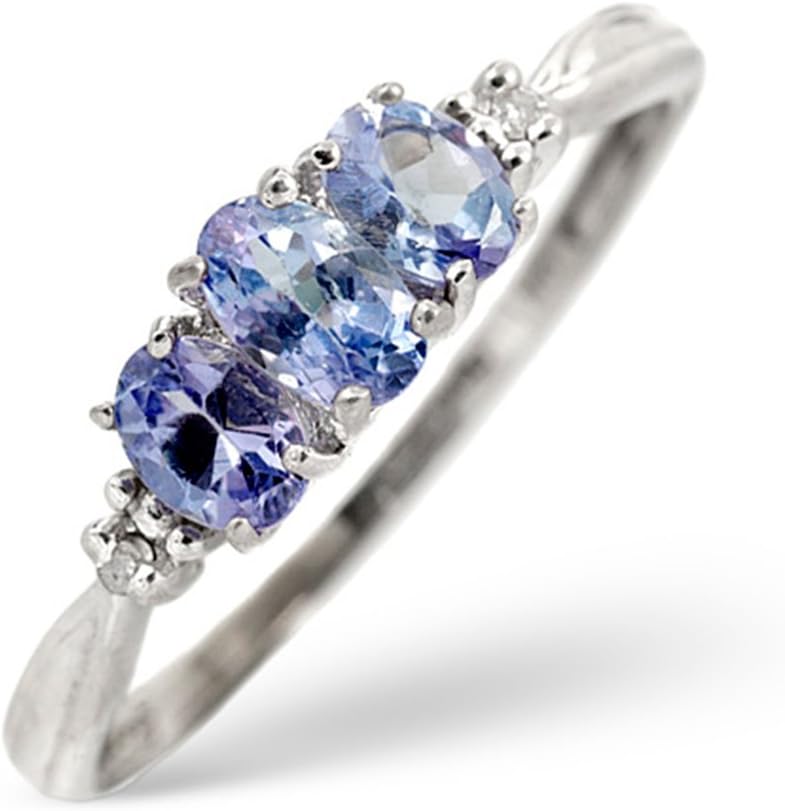 TheDiamondStore | Ring - Exquisite Tanzanite & Diamond - 9K White Gold