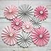 Mybbshower Pink Silver Paper Rosettes Birthday Party Fan Candy Buffet Home Decor Pack of 9