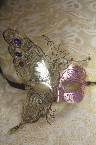 Magic Fairy Gold/purple Glitter Laser Cut Venetian Halloween Party Ball Prom Shows Masquerade Mask w/ Innovation Design