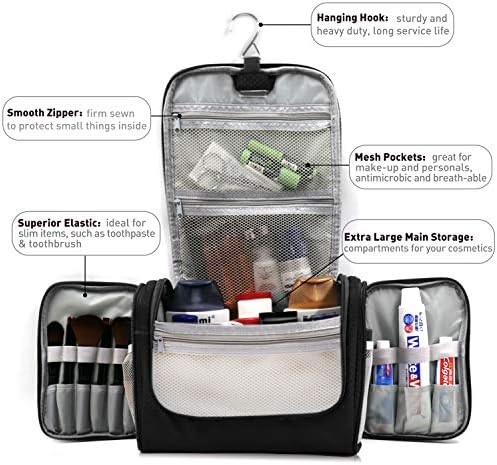Extra Large Capacity Hanging Toiletry Bag for Men & Women, Portable Waterproof Bathroom Shower Bag, Lightweight Dopp kit Shaving Bag, Sturdy Metal Hook Organizer Makeup Bag 2 Extra Large Capacity Hanging Toiletry Bag for Men & Women, Portable Waterproof Bathroom Shower Bag, Lightweight Dopp kit Shaving Bag, Sturdy Metal Hook Organizer Makeup Bag