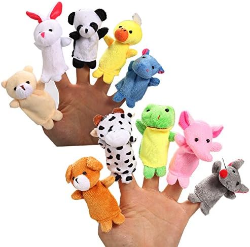 GARUNK 10pcs Different Cartoon Animal Finger Puppets Soft Velvet Dolls Props Toys for Children, Shows, Playtime, Schools