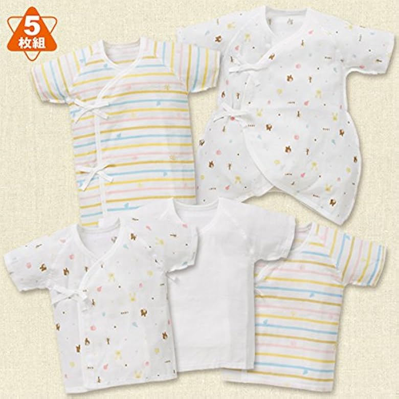 Amazon Co Jp 西松屋 5枚組新生児ガーゼ肌着セット 北欧柄 新生児50 60cm 新生児 新生児 服 ファッション小物