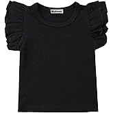 Mubineo Toddler Baby Girl Basic Plain Ruffle Sleeve Cotton T Shirts Tops Tee Clothes