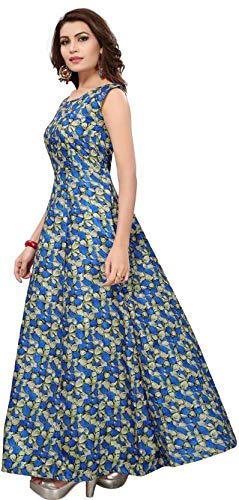 sanjana collection women's benglori satin printed semi-stitched gown