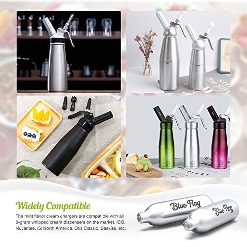 BLUE FLAG Mint Flavor Whipped Cream Chargers N2O Nitrous Oxide 8Gram Cartridge for Whipper