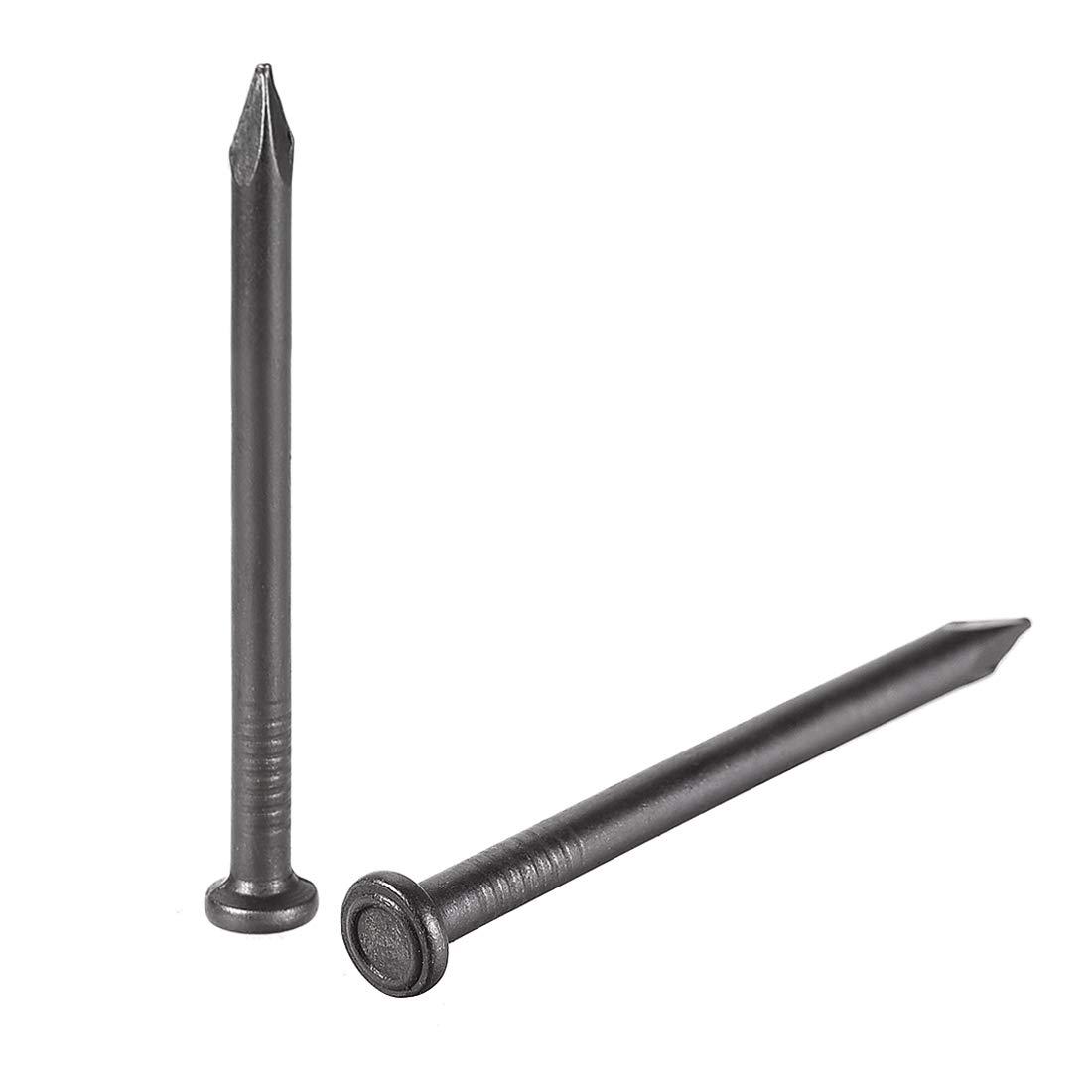 sourcing map Hardware Nails Carbon Steel Point Tip Wall Cement Nail 60mm(2.4") 4mm Rod Dia Black 50pcs