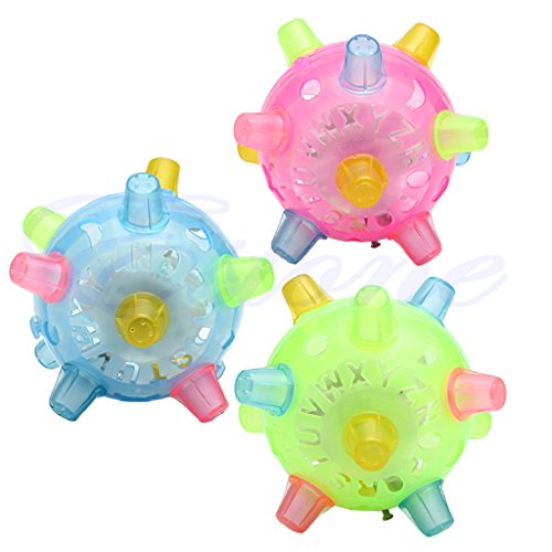 Seaskyer 3Pcs Jumping LED Disco Dancing Ball Flashing Light Up Music Bounce Bouncing Toy Ball