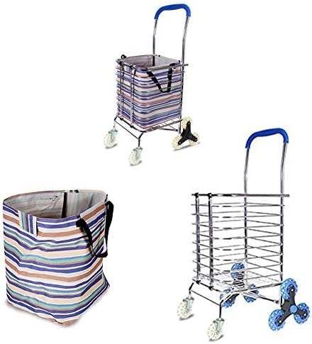 Grocery Cart Folding, Stair Climbing Rolling Handy Cart Grocery Shopping Laundry Utility Cart with Wheel Bearings in-line Skate Wheel