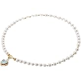 AOOVA Rococo Vintage Freshwater Pearl Necklace for Women, 6.5-7.5mm Near-Round Slightly Flawed, Alloy Fashion Jewelry