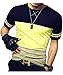 LOGEEYAR Mens Slim Fitted Short/Long-Sleeve Tee Shirts Cotton Contrast Color Stitching T-Shirt Fashion Top A-Yellow