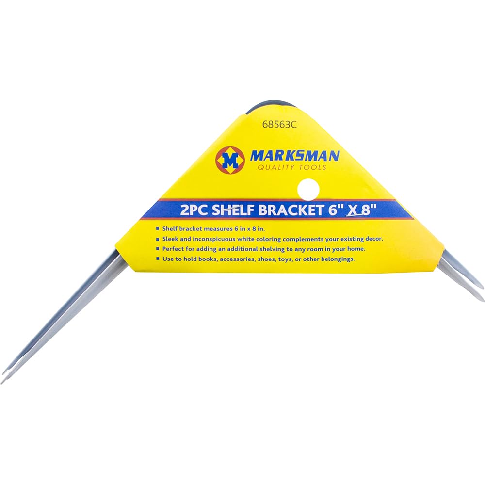 Shelf Bracket Floating Brackets for Kitchen Bedroom Or Bathroom White Heavy Duty Corner Wall Mounted Angle Shelving Support Shelve Brace for Supporting Shelves and Storage Items (2 Pk) (6” X 8”)