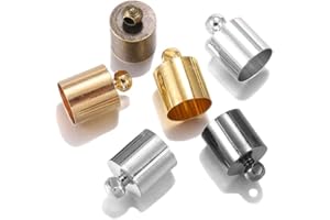 AGCFABS 50pcs/lot 3 4 5 6 7 8 9 10mm End Tip Cap Fit for Tassel Leather Cord End Crimp Caps Beads Caps Supplies for DIY Bracelet Jewelry Making 7 Colors (Gold, 12 * 15 * 11.5mm-20pcs)