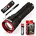 BOSTAC™ BTZ-50R Rechargeable Tactical Flashlight - Professional Hand Held Light with Zoom Reflector, CREE USA LED Bulb, 3,200 Effective Lumens, Sealed Against Solvents, 3500Mah 26650 Battery