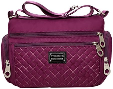 Lonson Women Multi Crossbody Bag Nylon Shoulder Bag Weekend Shopping Bag (Purple)