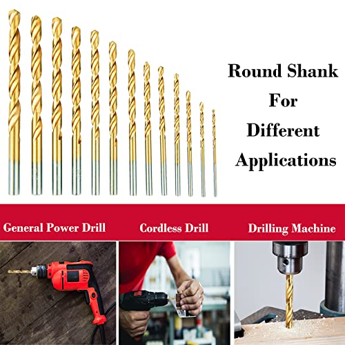 SATTDMAIC 13Pcs Drill Bit Set, HSS Metal Drill Bits with Titanium