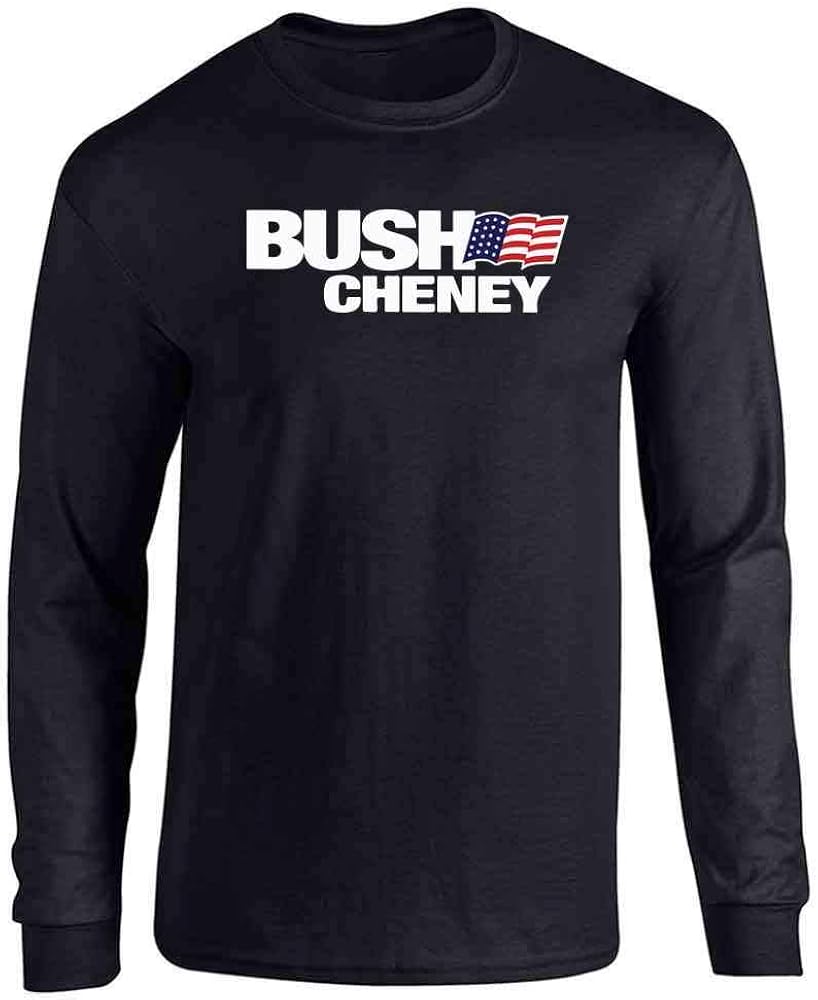 Pop Threads George W Bush Dick Cheney President Campaign Retro Black L Full Long Sleeve Tee T-Shirt