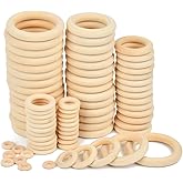 FOCCTS 100PCS Natural Wooden Rings, Wooden Craft Loop Rings Unfinished Wood Circle Rings for DIY Handmade Decorations, Wreath