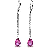 Galaxy Gold GG 14k Solid Gold Earrings with Diamonds and Pink Topaz