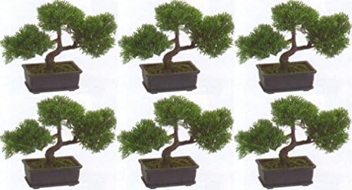 6 Artificial 9" Cedar Bonsai Tree Topiary In Outdoor Plant Pool Patio Home Decor
