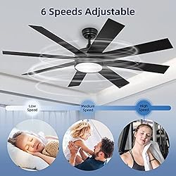 YITAHOME Black 60 Inch Ceiling Fan with Light and