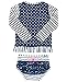 RuffleButts® Girls Rash Guard 2-Piece Long Sleeve Swimsuit Set - Navy Stripe Polka Dot UPF 50+ Sun Protection - 3T