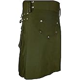 UT Kilts Deluxe Utility Kilt for Men, Adjustable Poly-Cotton Modern Kilt, with Elegant Studded Front Apron & 4 Pockets