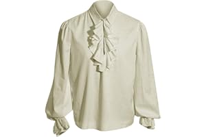 Runcati Mens Pirate Shirt Ruffle Victorian Renaissance Steampunk Vampire Poet Shirts Medieval Halloween Costume