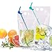 100 PCS Drink Pouches Bags Clear Translucent Stand-Up Zipper Plastic Pouches Bags with 100 Drink Straws (with LOGO)