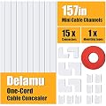 One-Cord Cable Concealer, Cord Cover, PVC Wire Molding, Paintable Wire Channel to Hide a Single Power Cord, Speaker Wire or TV Cables in Home or Office - 10X L15.7in, W0.59in, H0.4in