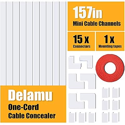 One-Cord Cable Concealer, Cord Cover, PVC Wire Molding, Paintable Wire Channel to Hide a Single Power Cord, Speaker Wire or TV Cables in Home or Office - 10X L15.7in, W0.59in, H0.4in