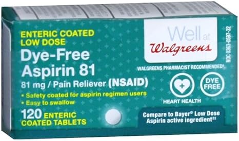 Amazon Com Walgreens Low Dose 81 Mg Aspirin Tablets 120 Ea Health Personal Care