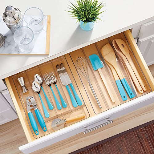 mDesign Plastic Kitchen Divided Drawer Storage Organizer Tray for