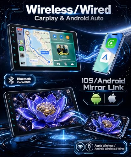 Rimoody Autoradio pour Ford Ka 2008-2014 Sans Fil Carplay Android Auto You-Tube DSP EQ Vi-Link Bluetooth FM/RDS Radio, 9 Pouces Écran Tactile Autoradio avec Mirror Link USB/AUX/MIC SWC Caméra de Recul