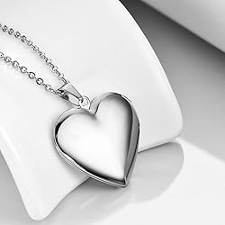 PHOCKSIN Glossy Silver Heart Lockets Personalized