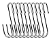 RuiLing Chrome Finish Steel S hook Cookware Universal Pot Rack Hooks Sturdy Hanging Hooks - Multiple uses for Kitchenware, Pots, Utensils, Plants, Towels - Set of 10