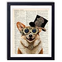 Ihopes Steampunk Dog Vintage Book Art Print - 8x10 Unframed