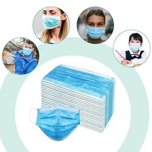 Wecolor 120 Pack Disposable Face Masks with Elastic Ear Loop, 3 Ply