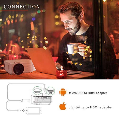 Projector(2019 Upgraded) XINDA 2000 Lumens Video Projector with 170" Display 50,000 Hours LED Full HD Video Projector,Compatible with HDMI, VGA, USB, AV, SD for Home Theater ... - Thumbnail 3