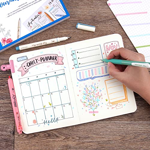 Writech Journaling Pens Set, Includes 4 Retractable Highlighters, 4
