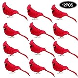 Develoo 12PCS Artificial Christmas Cardinal Birds