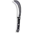 FOCMKEAS 1pce 16.14in/410mm Manganese Steel Billhook Brush Clearing Sickle for Grass,Weeding Tools for Garden,Curved Sawtooth Sickle,Machete Axe for Cutting Trees,Steel Blade Knife in Hand