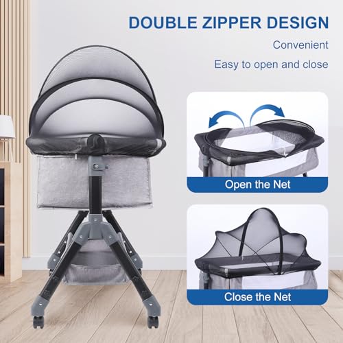 Liemuao Universal Mosquito Net for Infant Cribs, with Zip, Fine Mesh Fabric Baby Bed Tent for Indoor and Outdoor (White, 55x100cm)