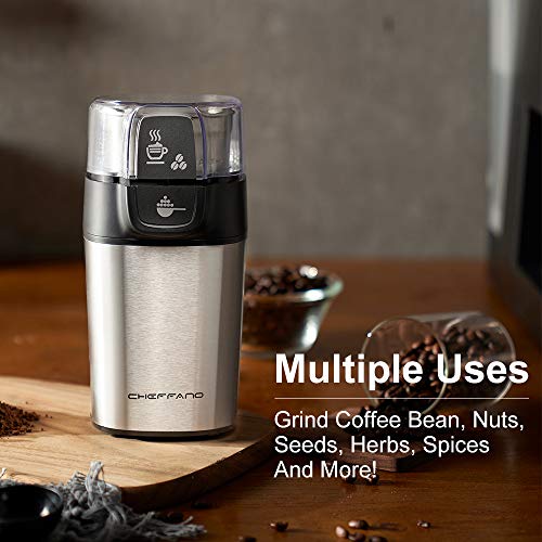 Electric Coffee Grinder, CHEFFANO Stainless Steel Spice Grinder Coffee